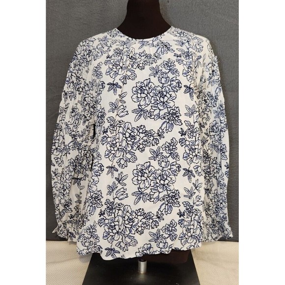 Downeast Floral Boho Womens Blouse Top Sz XS Ruffle Bell Sleeves NWT Viscose‎ - Picture 1 of 12